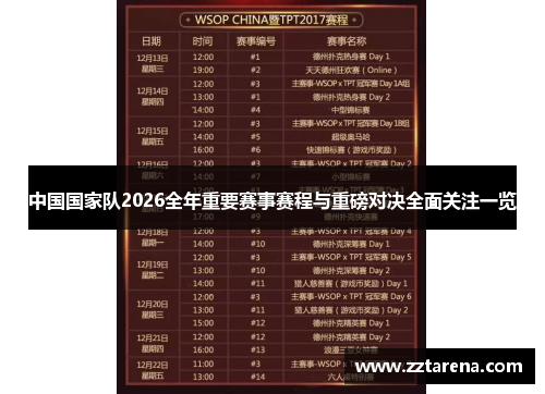中国国家队2026全年重要赛事赛程与重磅对决全面关注一览